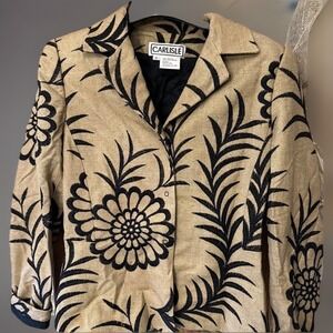 Carlisle Blazer Silk Floral Vintage Jacket Size 4